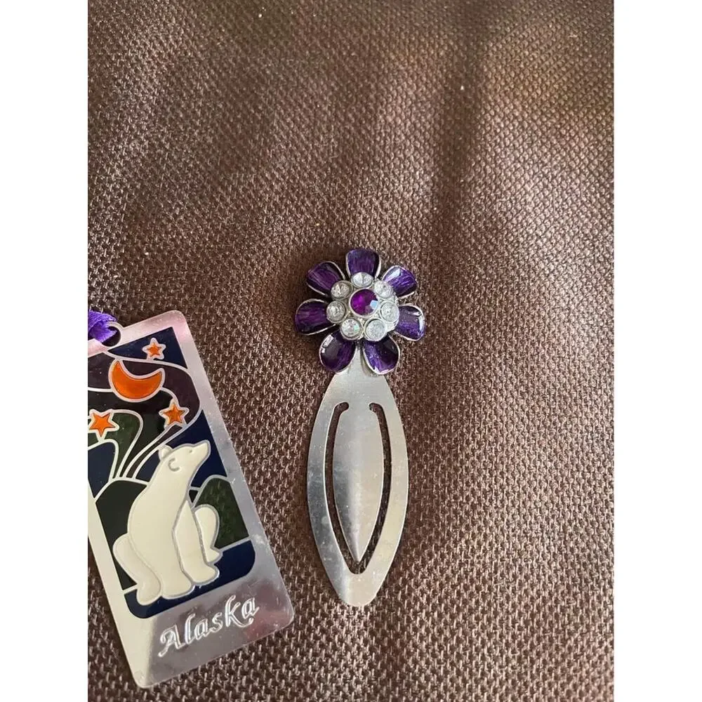 bookmarks x2 alaska and purple rhinestones
